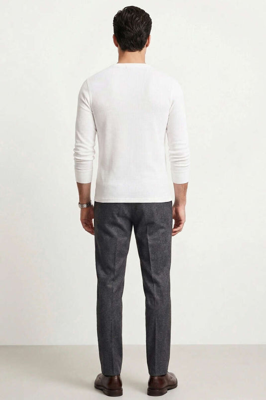 Sweat-shirt homme côtelé à boutons blanc