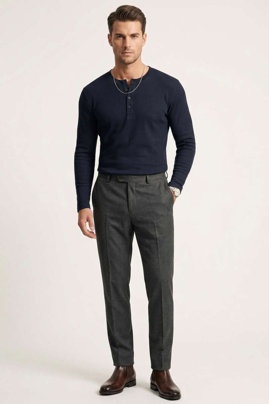 Sweat-shirt homme côtelé à boutons bleu marine