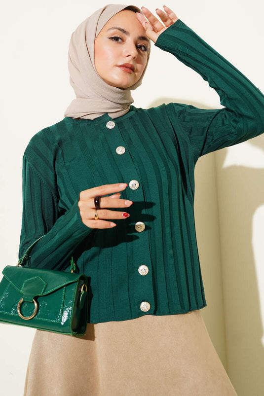 Corduroy gebreide cardigan met knopen Nefti