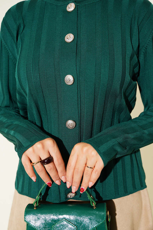 Corduroy gebreide cardigan met knopen Nefti