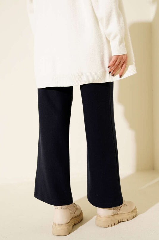 Fitilli Geniş Paça Kaşe Pantolon Lacivert