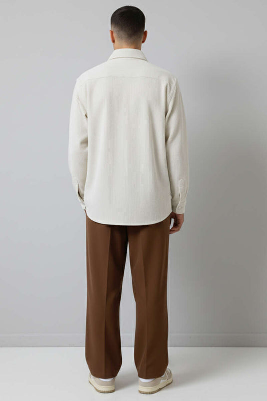 Corduroy herenoverhemd, ecru