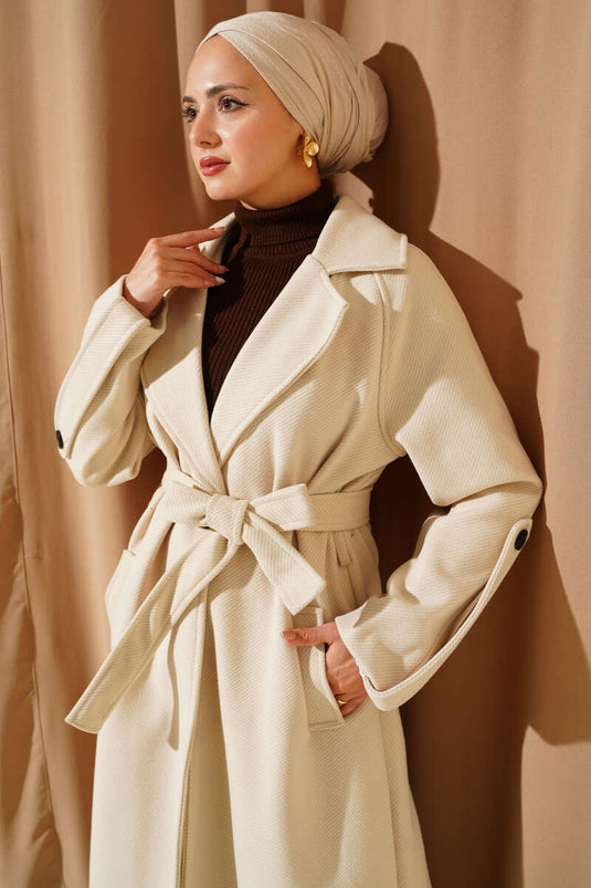 Ribbed Belted Cashmere Coat Papaya