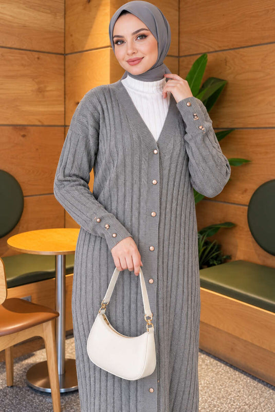 Gilet Mercerisé À Rayures En Gris