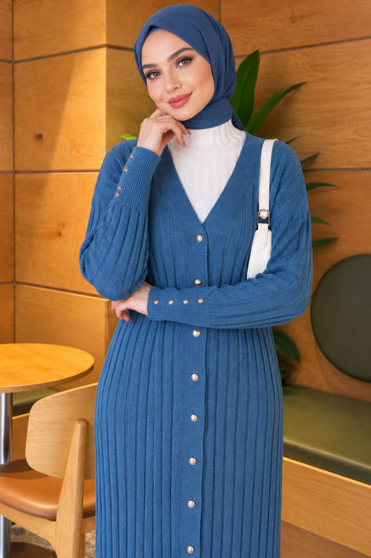 Gilet Mérinos Texturé Indigo