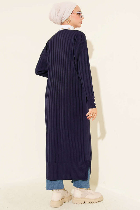 Corduroy Mercerized Cardigan, Navy Blue