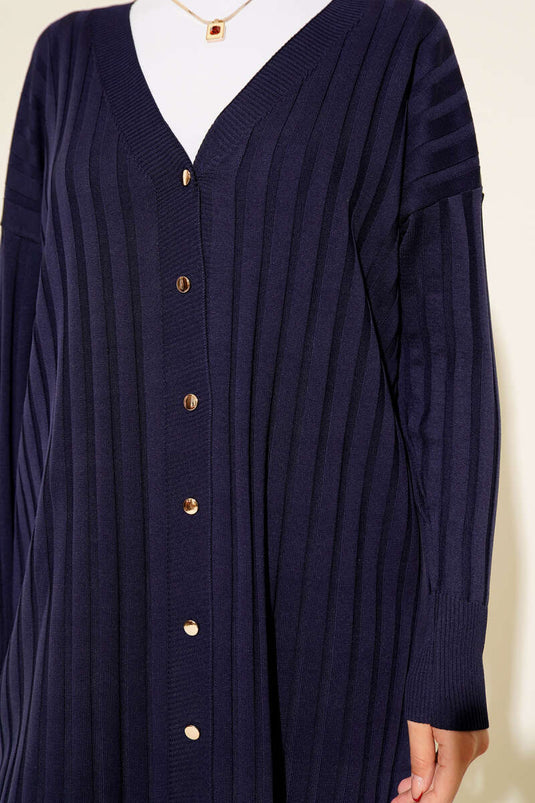 Corduroy Mercerized Cardigan, Navy Blue