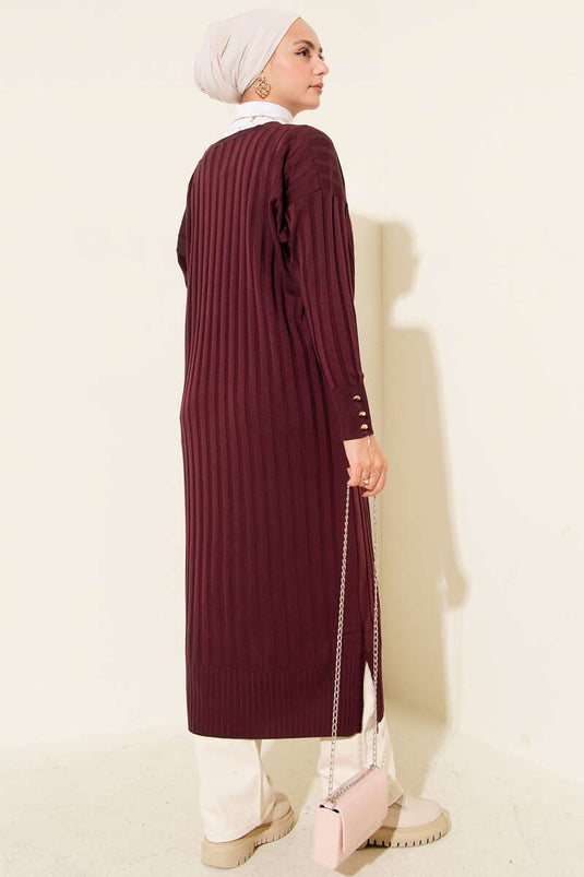 Corduroy Mercerized Cardigan, Plum