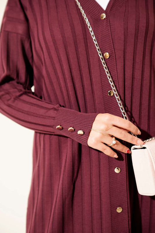 كارديجان مخملي ممشط، لون برقوقي