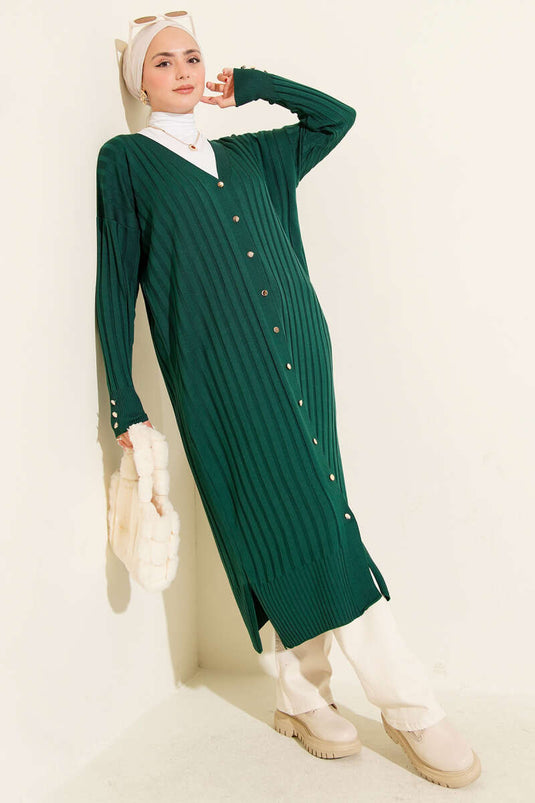 Corduroy Mercerized Cardigan, Dark Green
