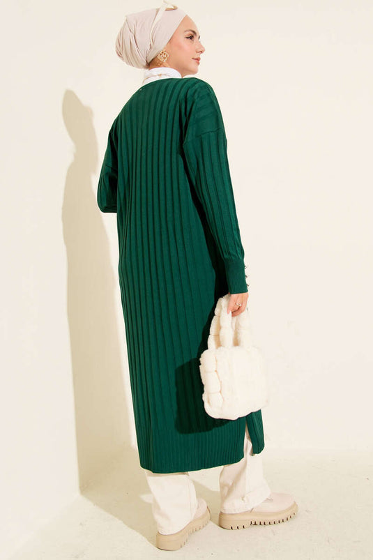 Corduroy Mercerized Cardigan, Dark Green