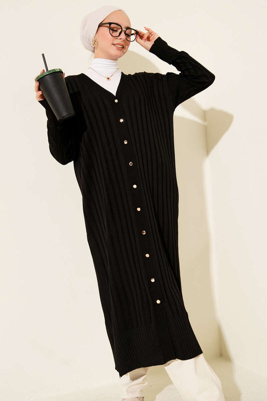 Corduroy Mercerized Cardigan Black