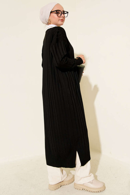 Corduroy Mercerized Cardigan Black