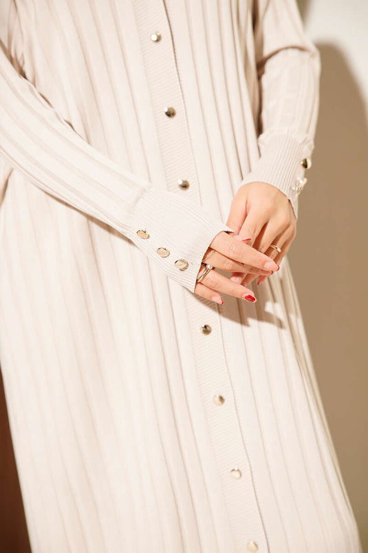 كارديجان مخملي ممشط باللون الحجري