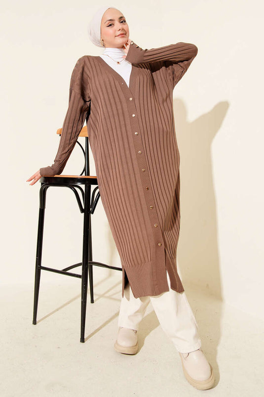 Corduroy Mercerized Cardigan, Mink