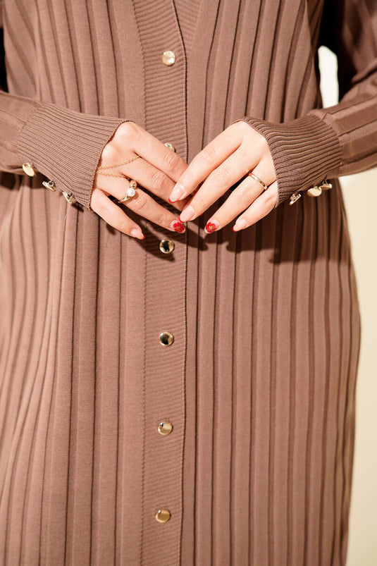 Corduroy Mercerized Cardigan, Mink