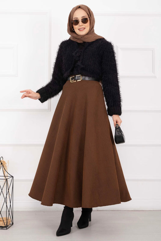 Jupe Mevlana à franges marron