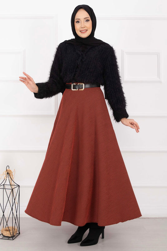 Jupe Mevlana à volants couleur terre cuite