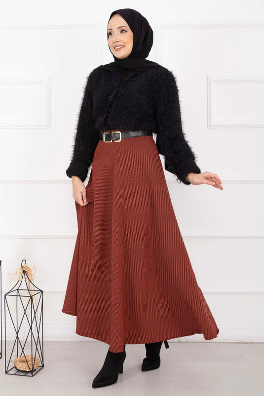 Jupe Mevlana à volants couleur terre cuite