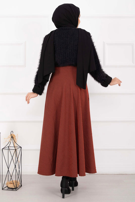 Jupe Mevlana à volants couleur terre cuite