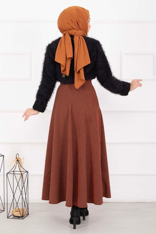 Jupe Mevlana à franges couleur noisette