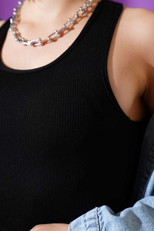 Ribbed Sports Bodysuit Black