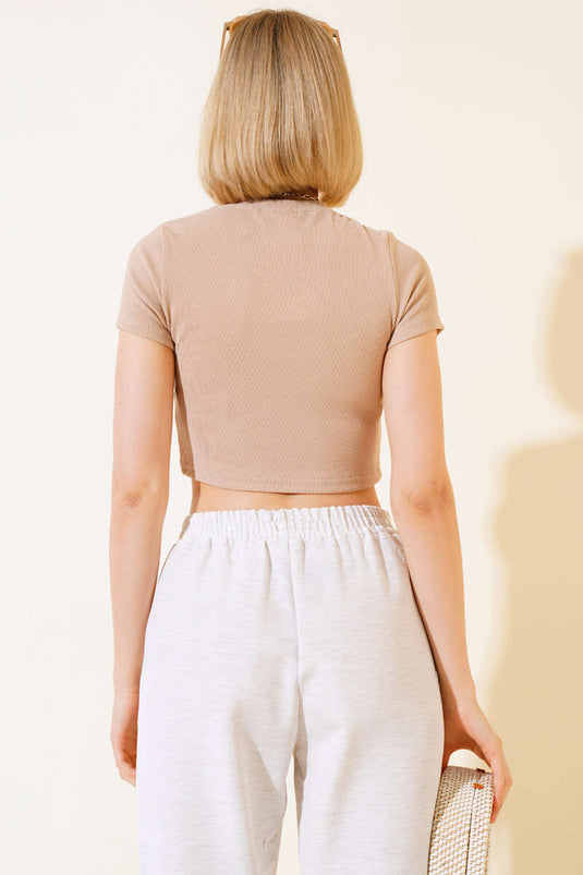 Fitilli Triko Crop Latte