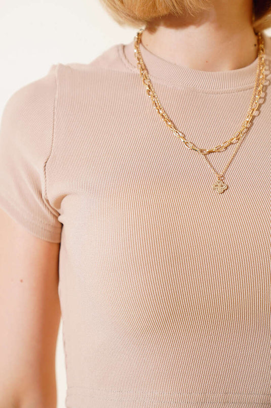 Fitilli Triko Crop Latte