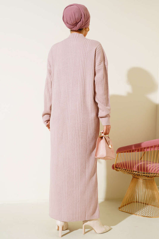 Cord-Strickkleid in Puder