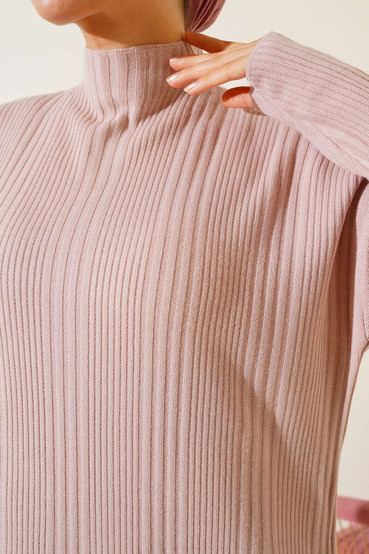 Cord-Strickkleid in Puder