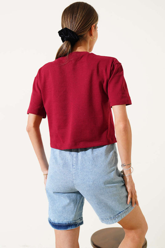 T-shirt imprimé nœud papillon rouge bordeaux