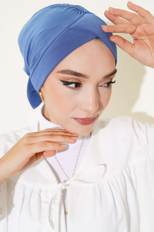 Indigo Bonnet with Bow Detail