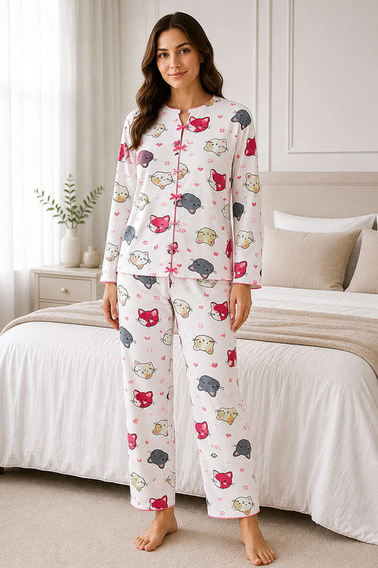 Blumiges Pyjama-Set Mit Schleifen-Detail 10