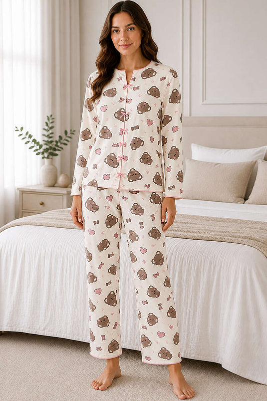 Pyjama À Motifs Avec Nœud - Assorti 13