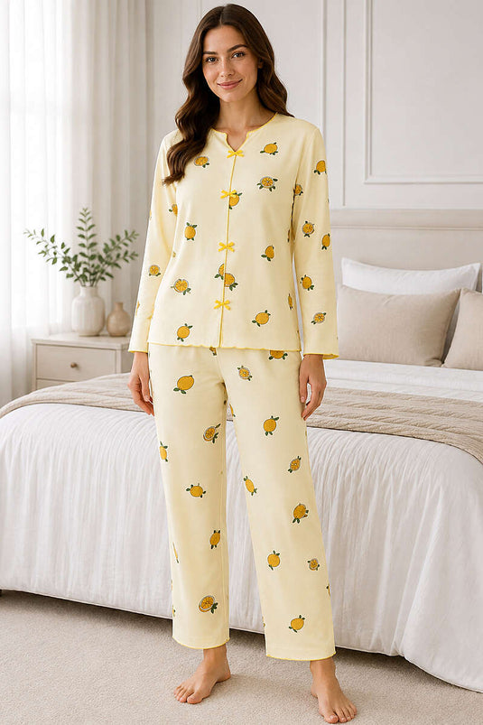 Blumiges Pyjama-Set Mit Schleife - Bunt 8 Stück