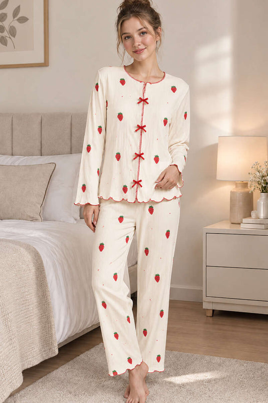 Fiyonklu Karışık Desenli Pijama Takımı Asorti 15