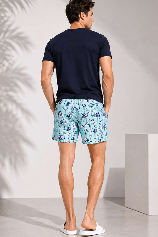 Short de bain homme Flamingo motif vert