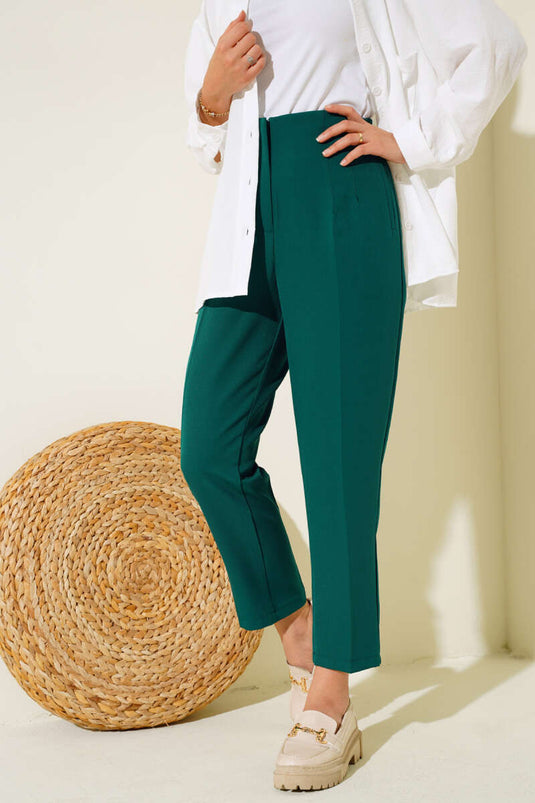Flato Cep Detaylı Pantolon Zümrüt