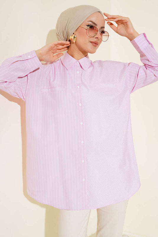 Pocket Striped Shirt Pink