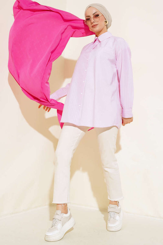 Pocket Striped Shirt Pink