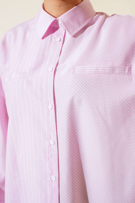 Pocket Striped Shirt Pink