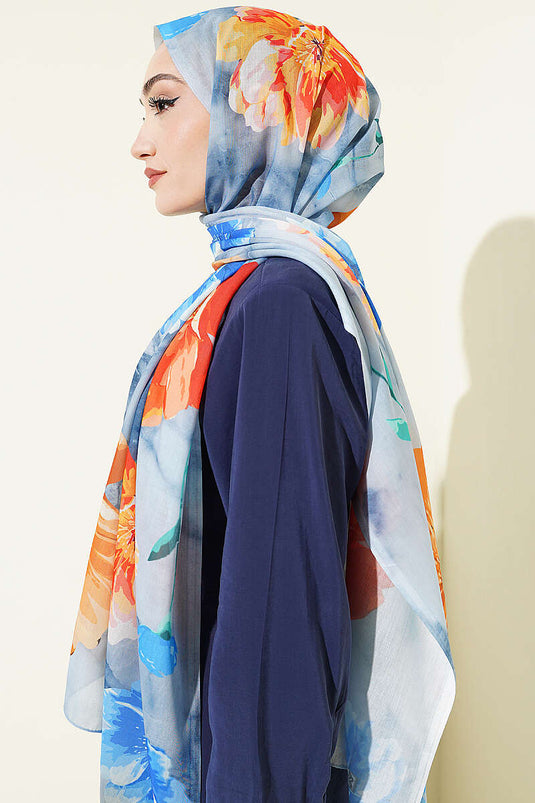Foulard à motif Flora bleu bébé