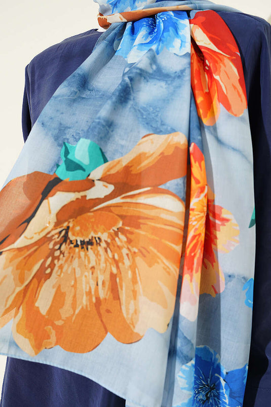 Foulard à motif Flora bleu bébé