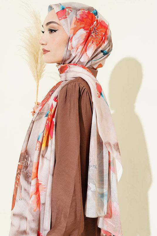 Flora gemusterter Schal Beige Braun
