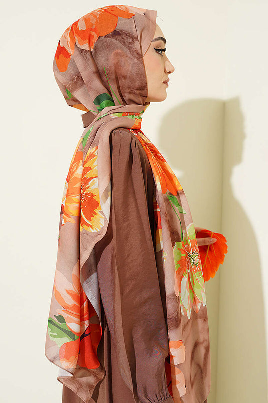 Flora gemusterter Schal Camel