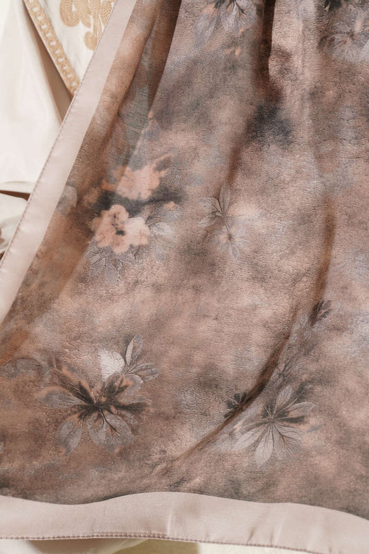 Floral Batik Desen Şal Bej Haki