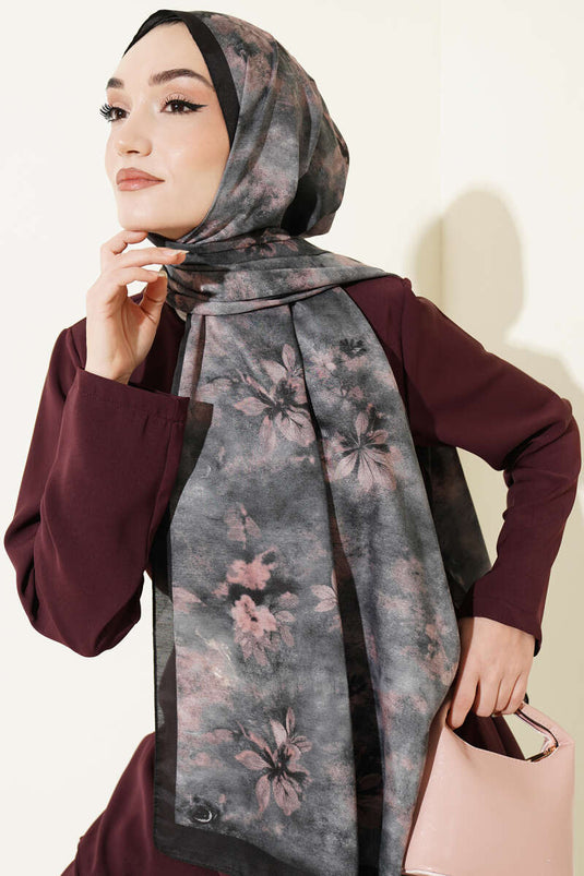 Floral Batik Muster Schal Schwarz