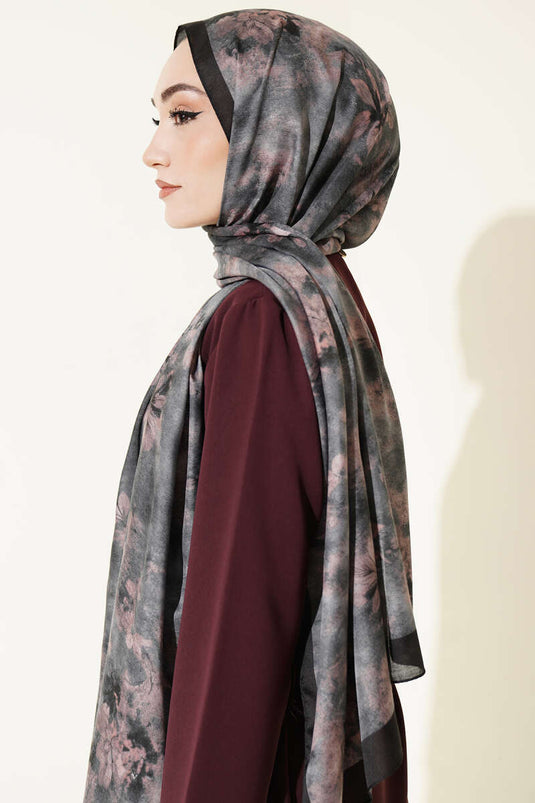 Floral Batik Muster Schal Schwarz