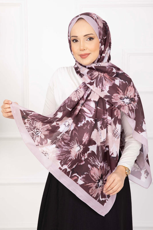 Floral Flower Patterned Scarf Series Powder Burgundy
