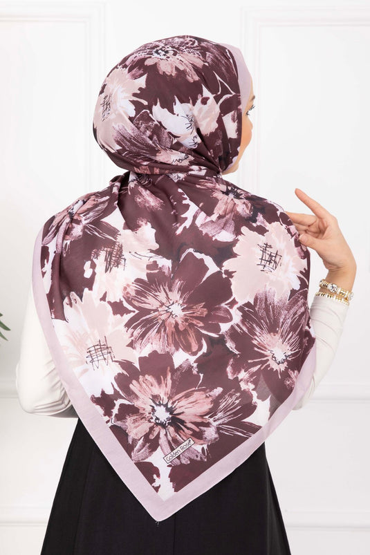Floral Flower Patterned Scarf Series Powder Burgundy